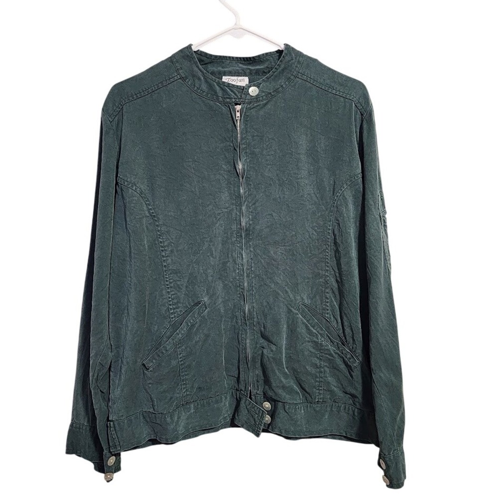 TOOFAN 100% Tencel relaxed Zip up‎ Jacket Minimalist Lagenlook Grunge M